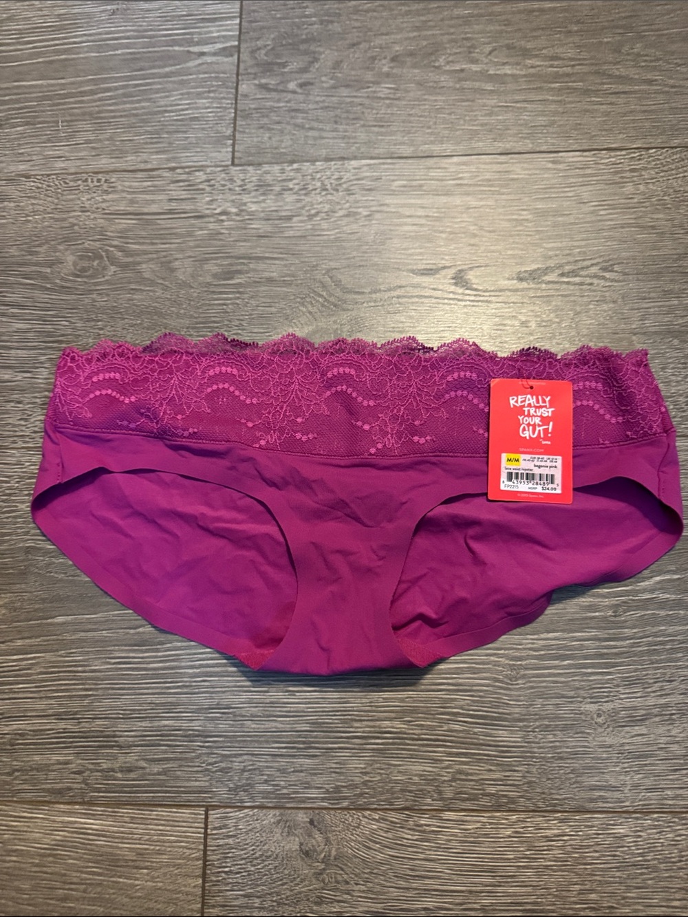 Spanx Undie-Tectable Lace-Waist Hipster in begonia pink